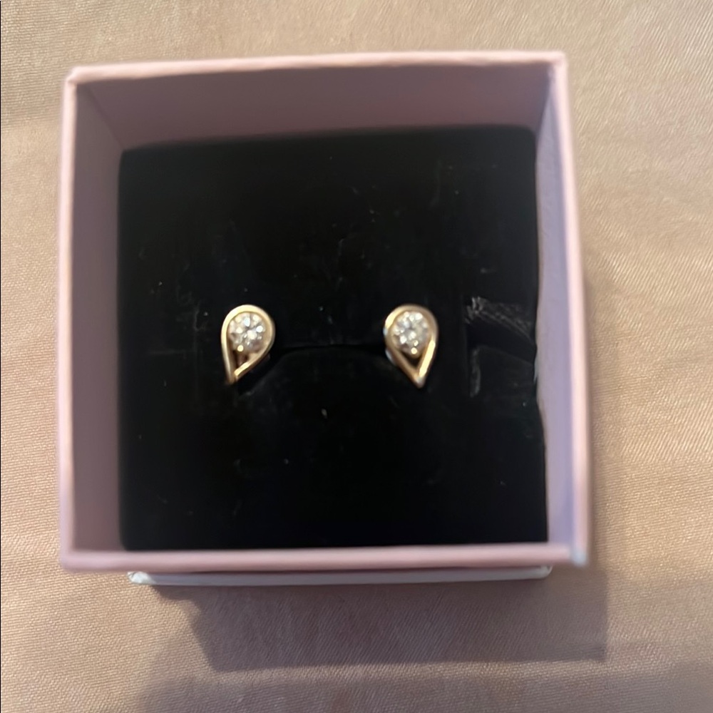 Pandora Gold and Silver Teardrop Earrings with Gemstone Accent